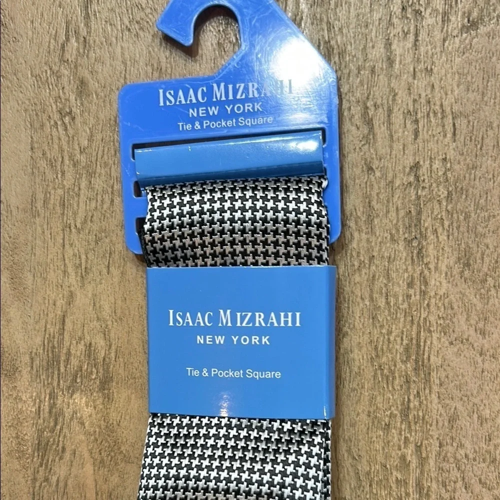 Isaac Mizrahi Black Tie with pocket square